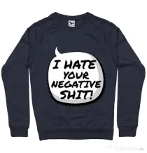 Bluza ADLER barbat I hate your negative shit Denim inchis