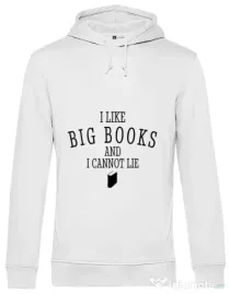 Hoodie barbat cu gluga I like big books Alb