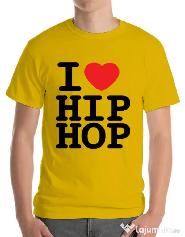 Tricou ADLER barbat I love hip hop Galben