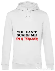 Hoodie barbat cu gluga I'm a teacher Alb