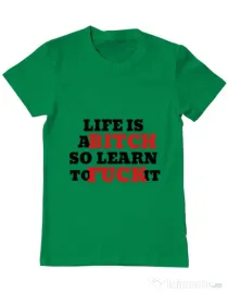 Tricou ADLER barbat Life is a bitch Verde mediu