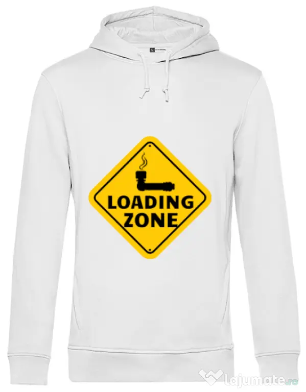 Hoodie barbat cu gluga Loading zone Alb