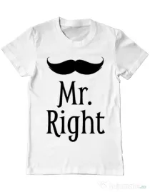 Tricou ADLER barbat Mr. right Alb