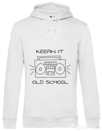 Hoodie barbat cu gluga Old school stereo Alb