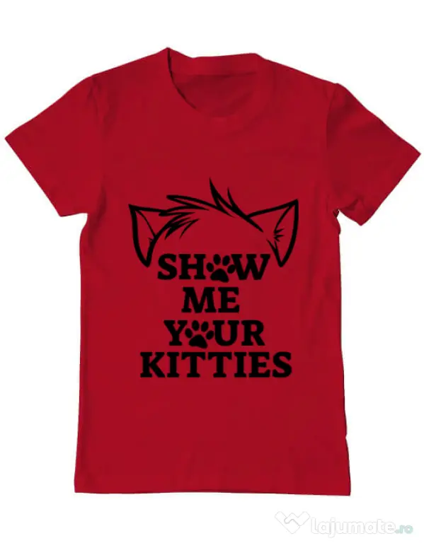 Tricou ADLER barbat Show me your kitties Rosu