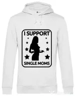 Hoodie barbat cu gluga I support single moms Alb