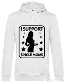 Hoodie barbat cu gluga I support single moms Alb