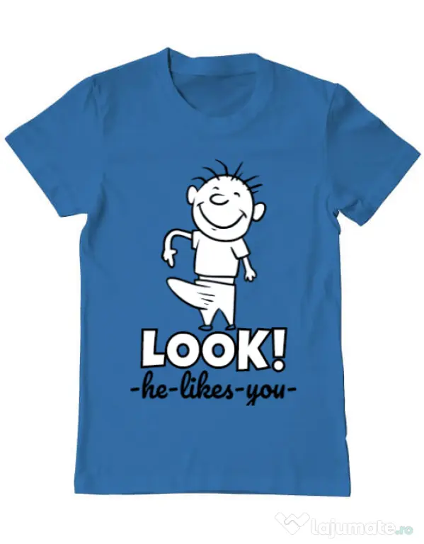 Tricou ADLER barbat He likes you Albastru azuriu