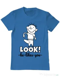 Tricou ADLER barbat He likes you Albastru azuriu
