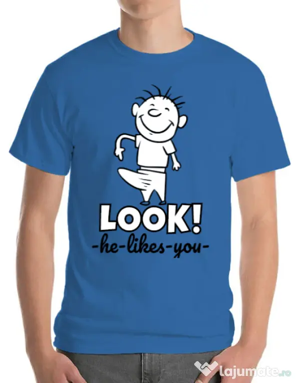 Tricou ADLER barbat He likes you Albastru azuriu