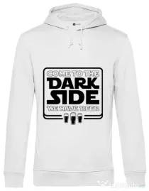 Hoodie barbat cu gluga Dark side with beer Alb