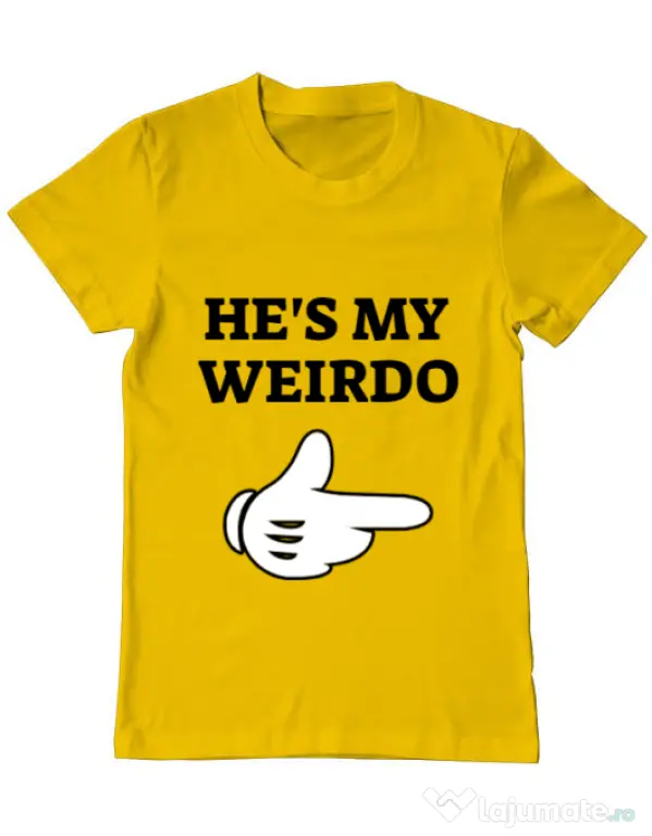 Tricou ADLER barbat He's my weirdo Galben
