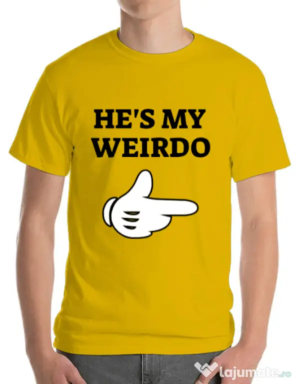 Tricou ADLER barbat He's my weirdo Galben