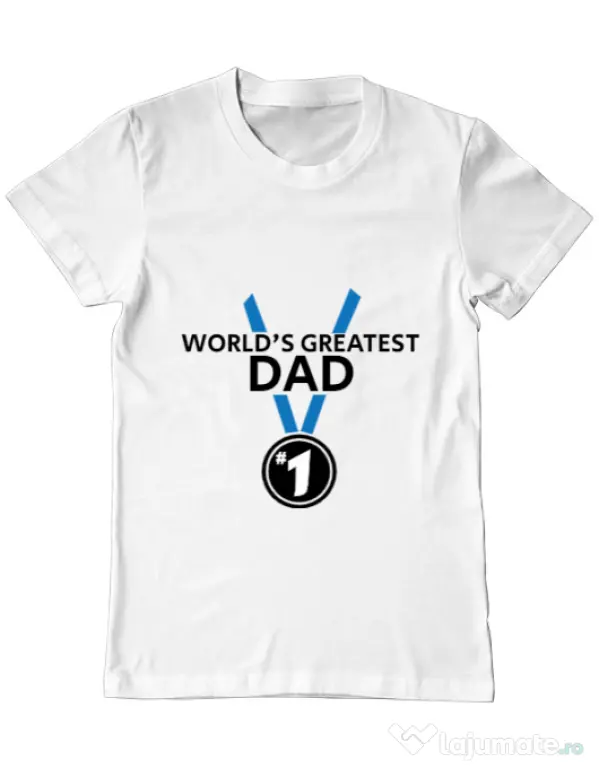 Tricou ADLER barbat World's greatest dad Alb