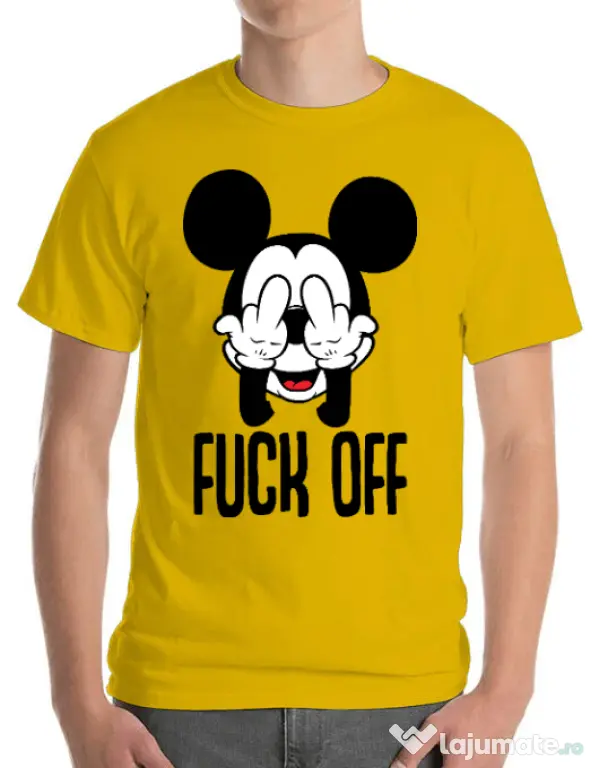 Tricou ADLER barbat Fuck off Galben