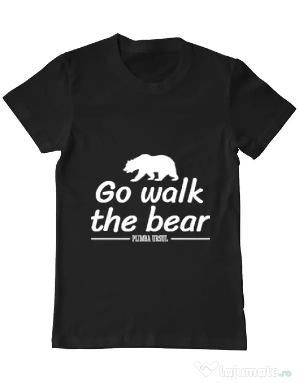 Tricou ADLER barbat Go walk the bear Negru