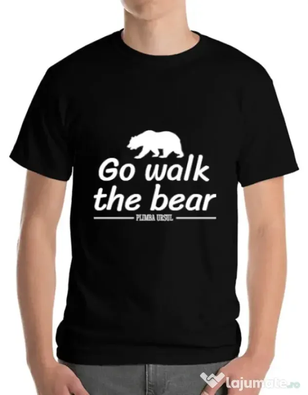 Tricou ADLER barbat Go walk the bear Negru