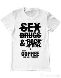 Tricou ADLER barbat Just coffee for me Alb