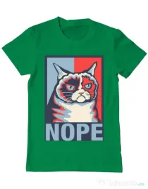 Tricou ADLER barbat Grumpy cat Nope Verde mediu