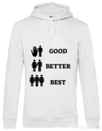 Hoodie barbat cu gluga Good better best Alb
