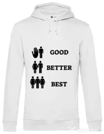 Hoodie barbat cu gluga Good better best Alb