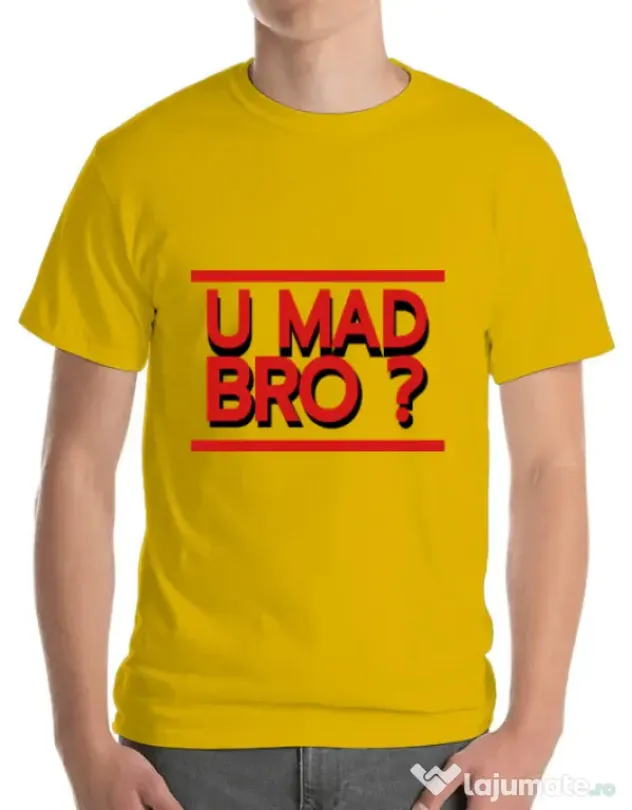 Tricou ADLER barbat U mad bro? Galben