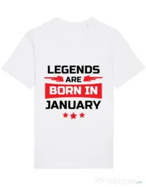 Tricou STANLEY STELLA barbat Legends are born in January Alb
