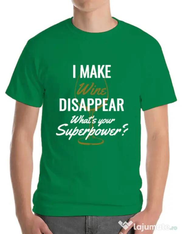Tricou ADLER barbat I make wine disappear Verde mediu
