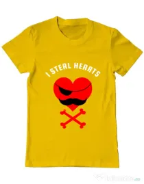 Tricou ADLER barbat I steal hearts Galben