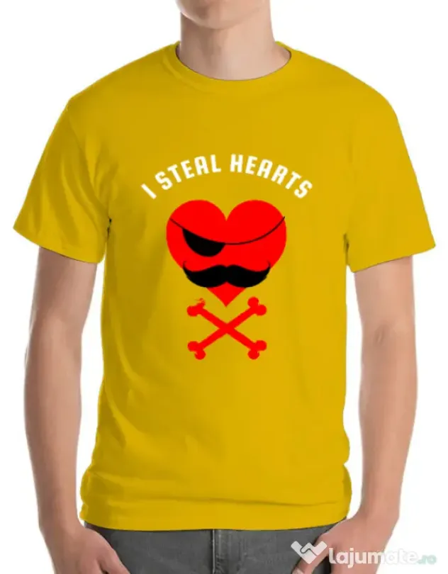 Tricou ADLER barbat I steal hearts Galben