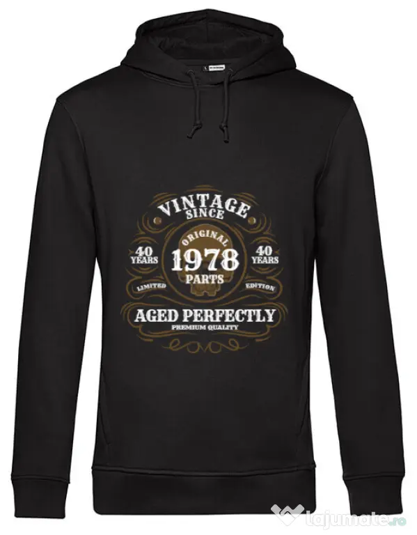 Hoodie barbat cu gluga Vintage since Negru
