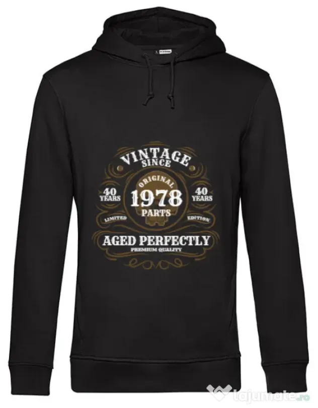 Hoodie barbat cu gluga Vintage since Negru