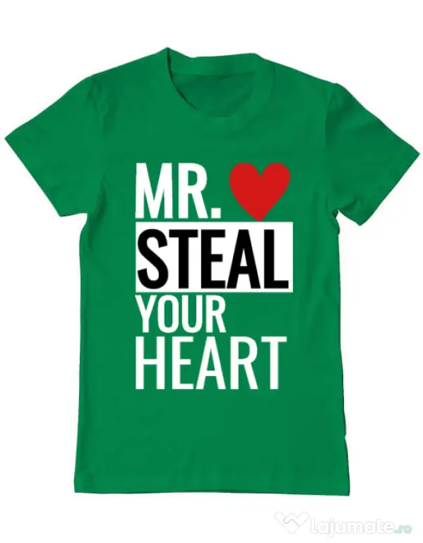 Tricou ADLER barbat Mr. steal your heart Verde mediu