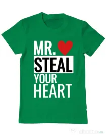 Tricou ADLER barbat Mr. steal your heart Verde mediu