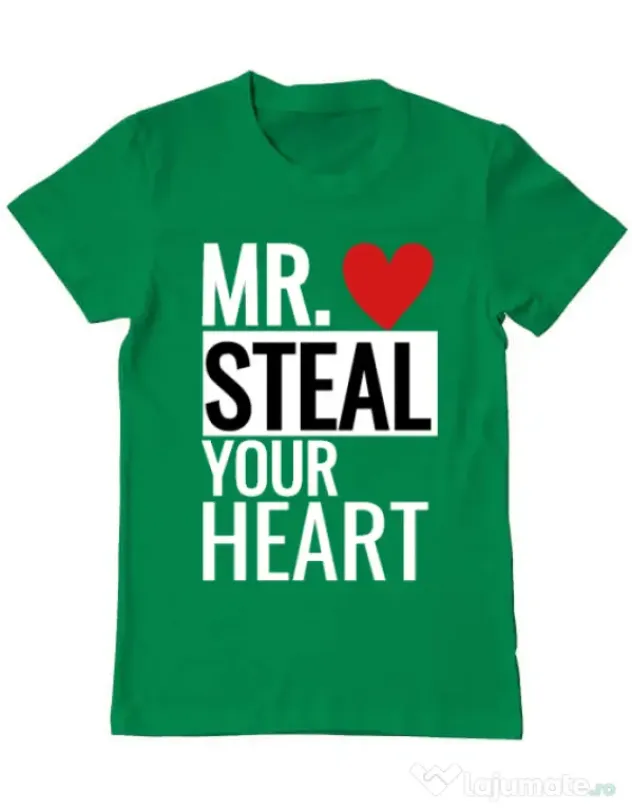 Tricou ADLER barbat Mr. steal your heart Verde mediu