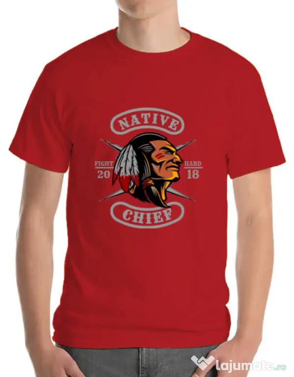 Tricou ADLER barbat Native chief Rosu