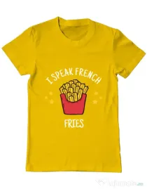 Tricou ADLER barbat I speak french Galben