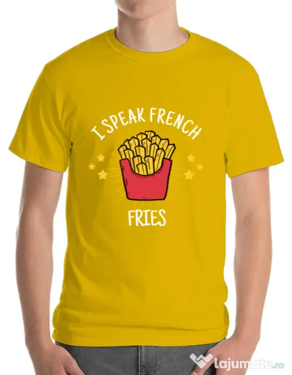 Tricou ADLER barbat I speak french Galben