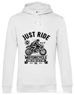 Hoodie barbat cu gluga Just ride Alb