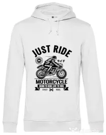 Hoodie barbat cu gluga Just ride Alb