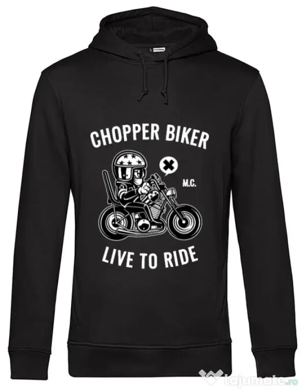 Hoodie barbat cu gluga Chopper biker Negru