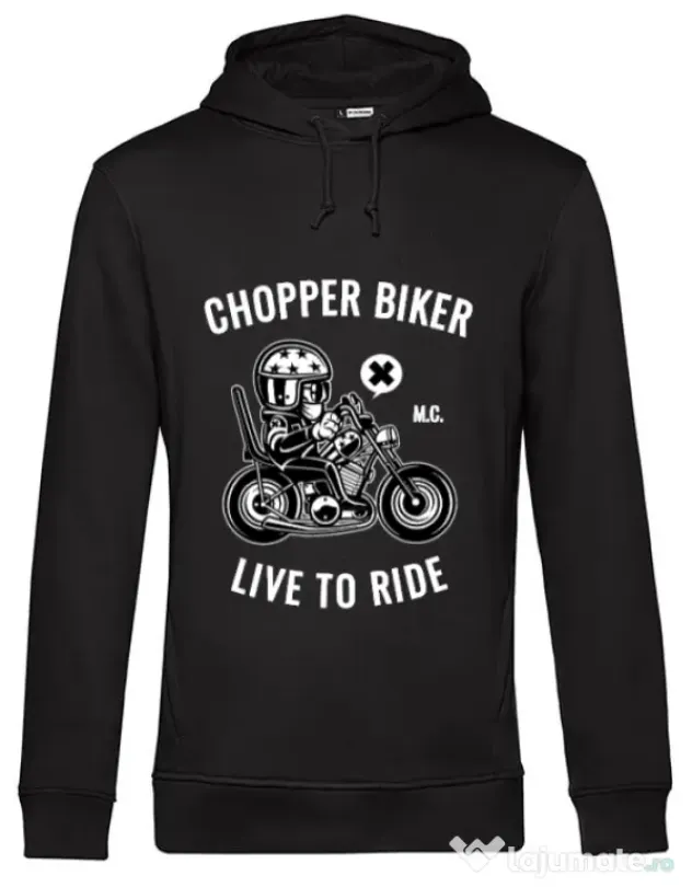 Hoodie barbat cu gluga Chopper biker Negru