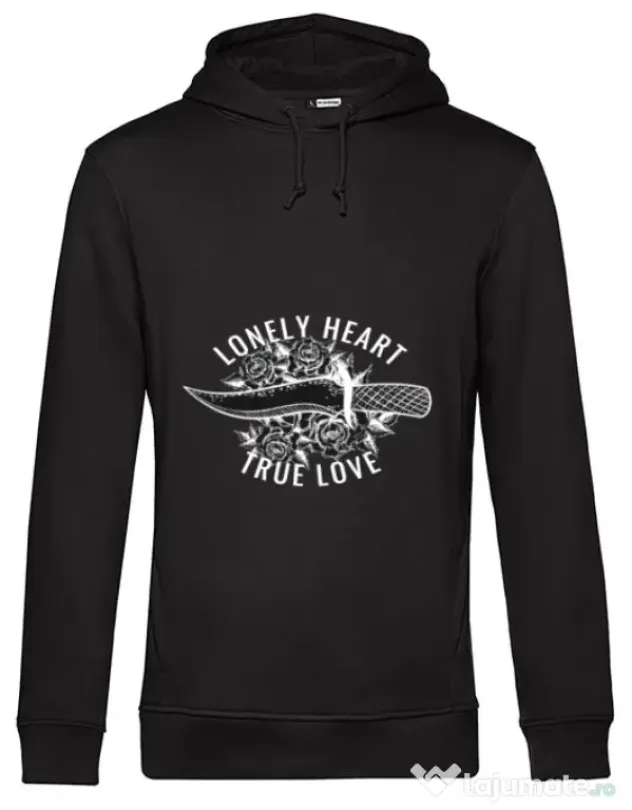 Hoodie barbat cu gluga Lonely heart Negru
