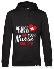 Hoodie barbat cu gluga I may be your nurse Negru