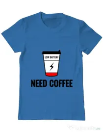 Tricou ADLER barbat Need coffee Albastru azuriu