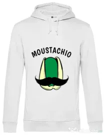 Hoodie barbat cu gluga Moustachio Alb