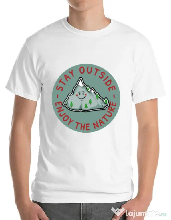 Tricou ADLER barbat Stay outside Alb