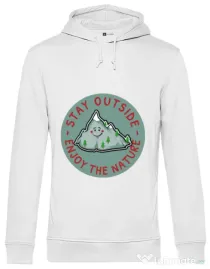 Hoodie barbat cu gluga Stay outside Alb