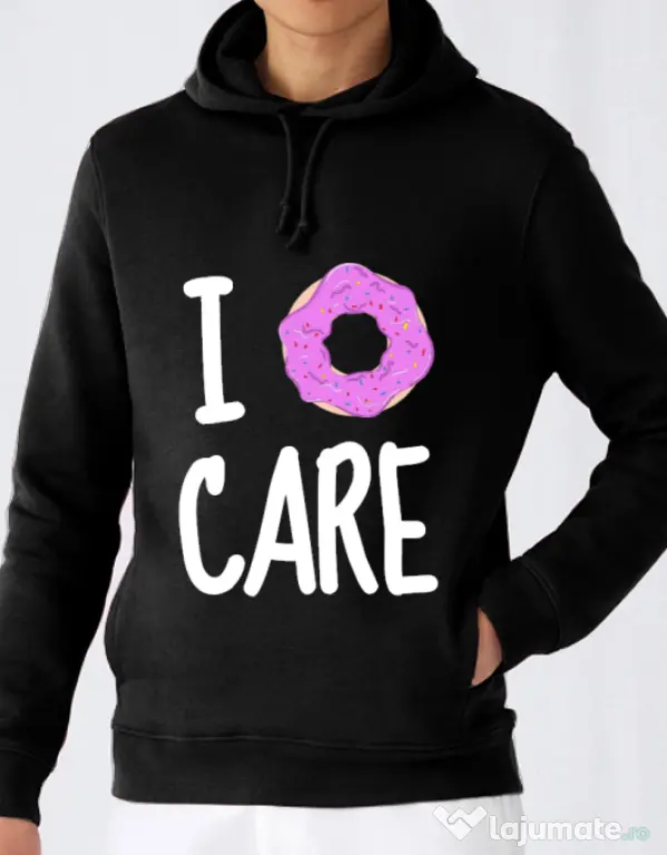 Hoodie barbat cu gluga I donut care Negru