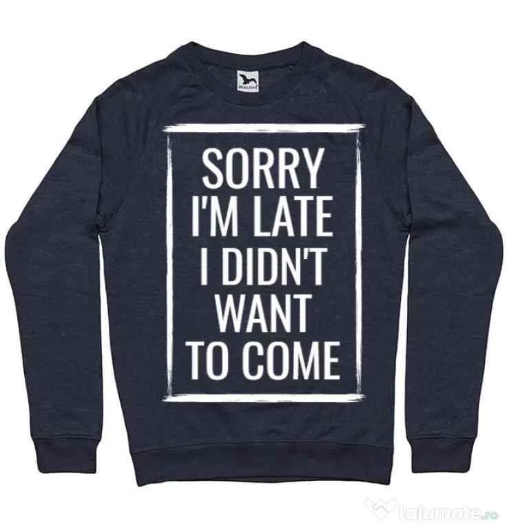 Bluza ADLER barbat Sorry i’m late Denim inchis